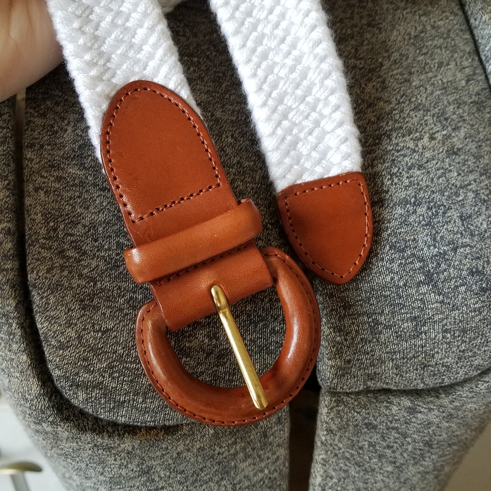 Talbots Genuine Leather Trim Elastic Belt